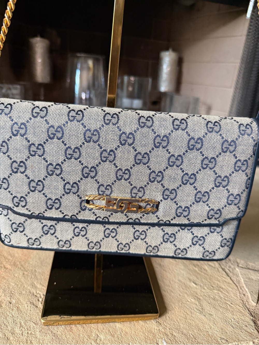 Gucci Blue GG Supreme Chain Shoulder Bag - Picture 2 of 8